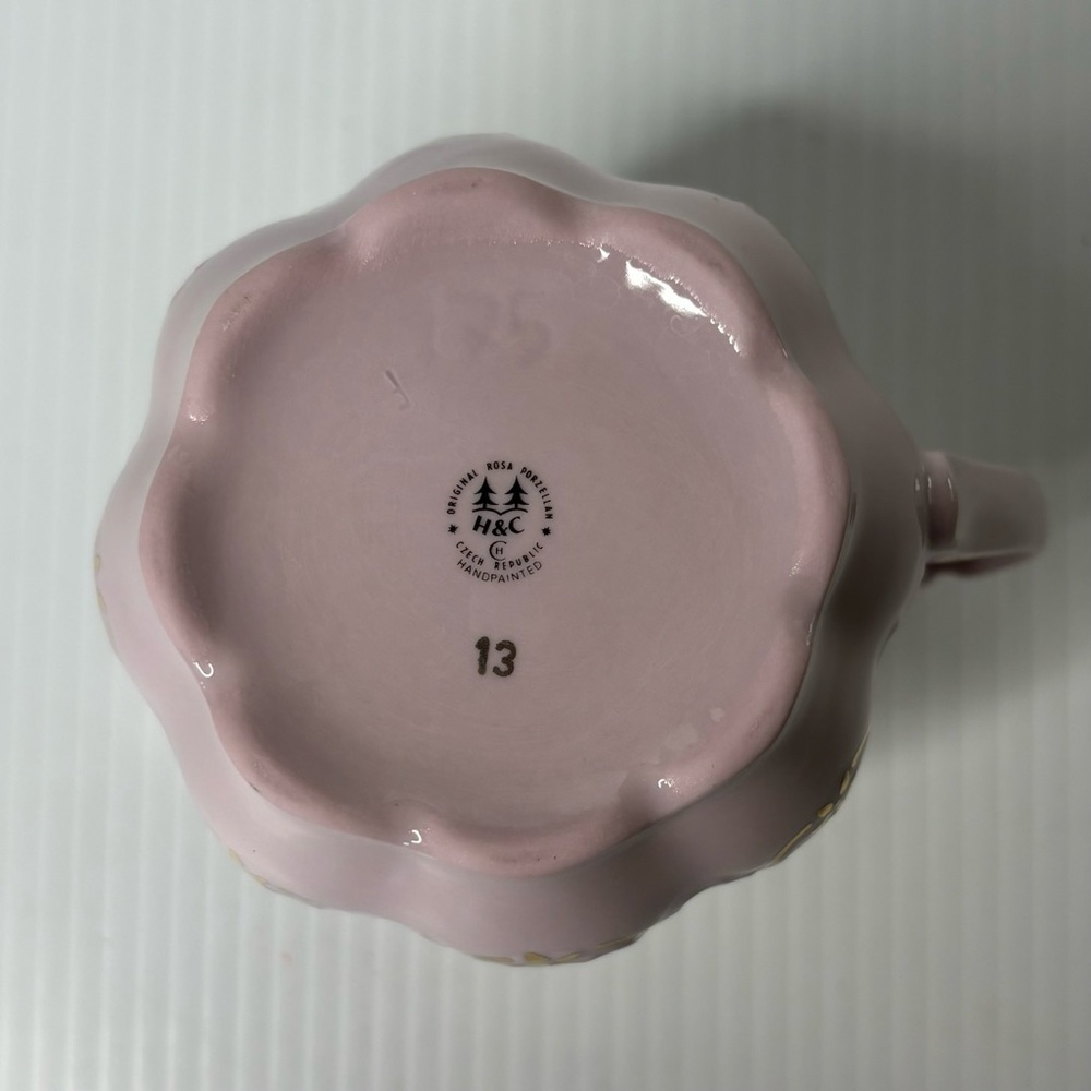 H & C Czech Original Rosa Porzelain Porcelain Mug Teacup Floral Spray Gold Trim - Picture 6 of 9